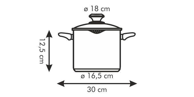 Hrniec PRESTO s lievikom a pokrievkou d 18 cm, 2,5 l