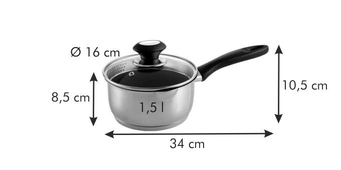 Rajnica PRESTO s antiadhéznym povrchom a pokrievkou ø 16 cm, 1.5 l