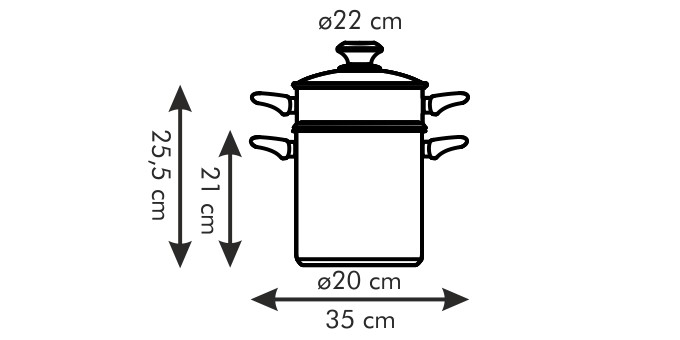 Hrniec na špagety PRESTO s pokrievkou d22 cm,7,5l