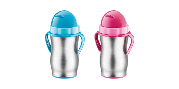D.termoska s slamkou BAMBINI 300ml,nerez-Modrá